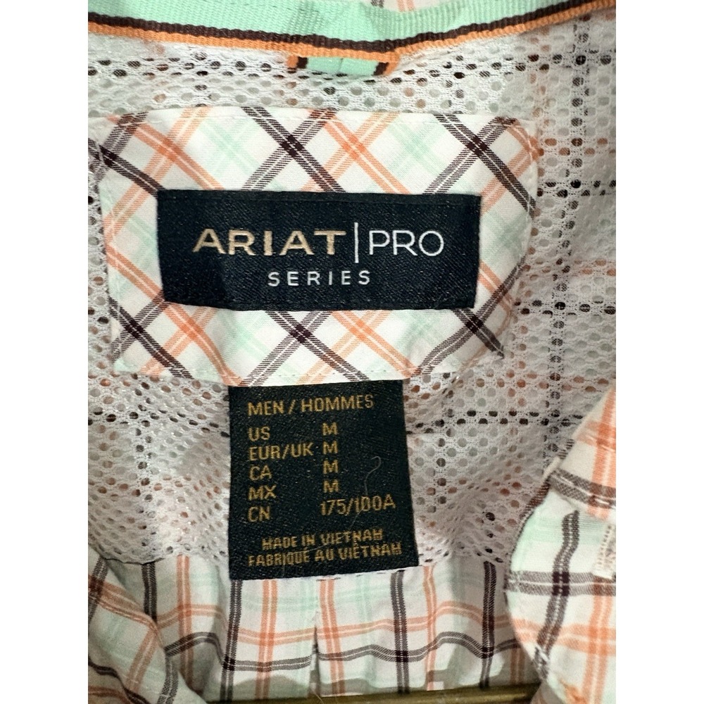 ARIAT PRO SERIES SHIRT MENS MEDIUM CHECK PATTERN COWBOY WESTERN - Picture 5 of 8